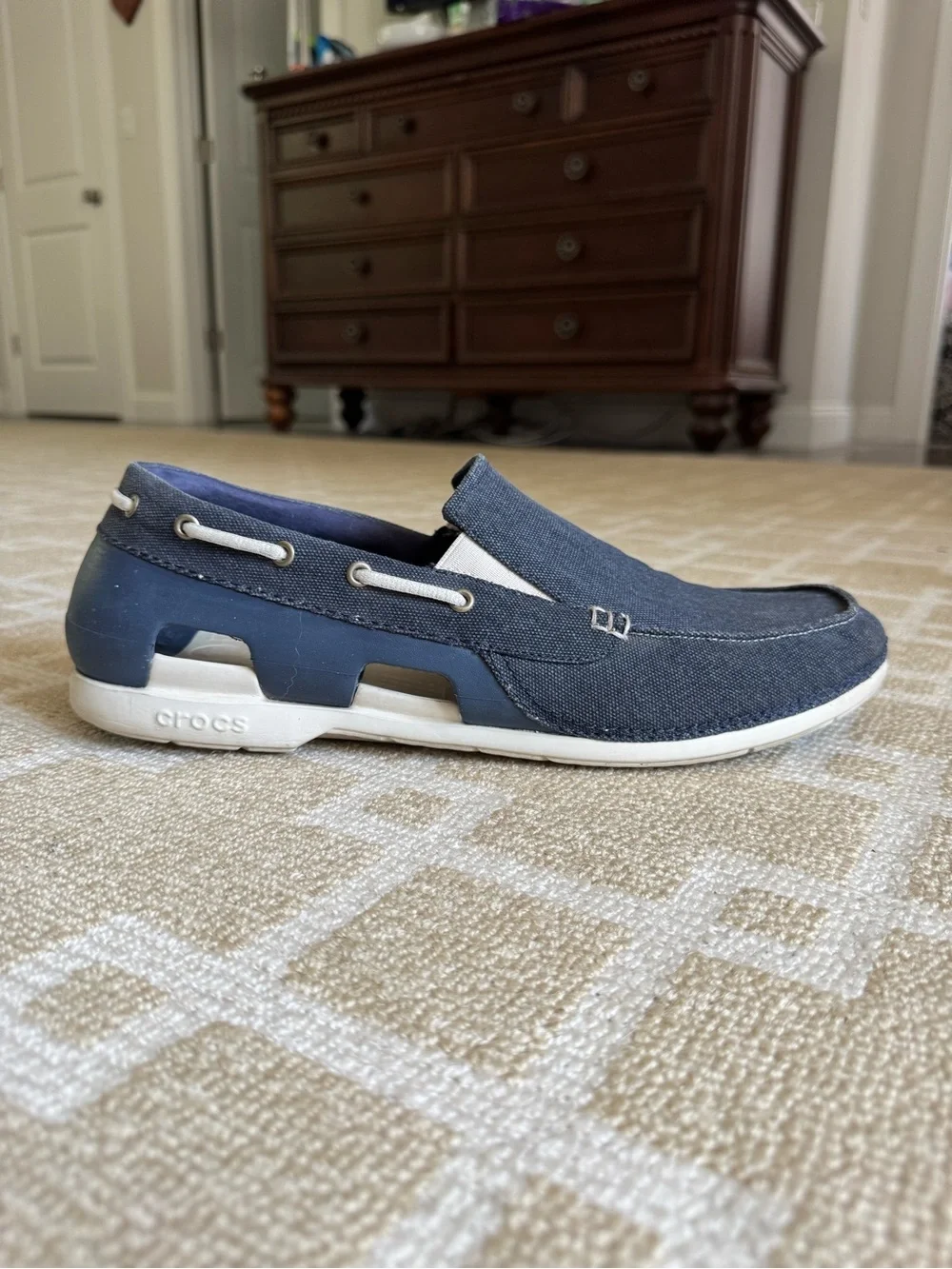 Crocs Santa Cruz Canvas Loafers Slip On Boat Shoes Navy Men’s 13